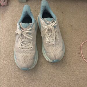 Hoka One One Women's White and Light Blue Athletic Shoes